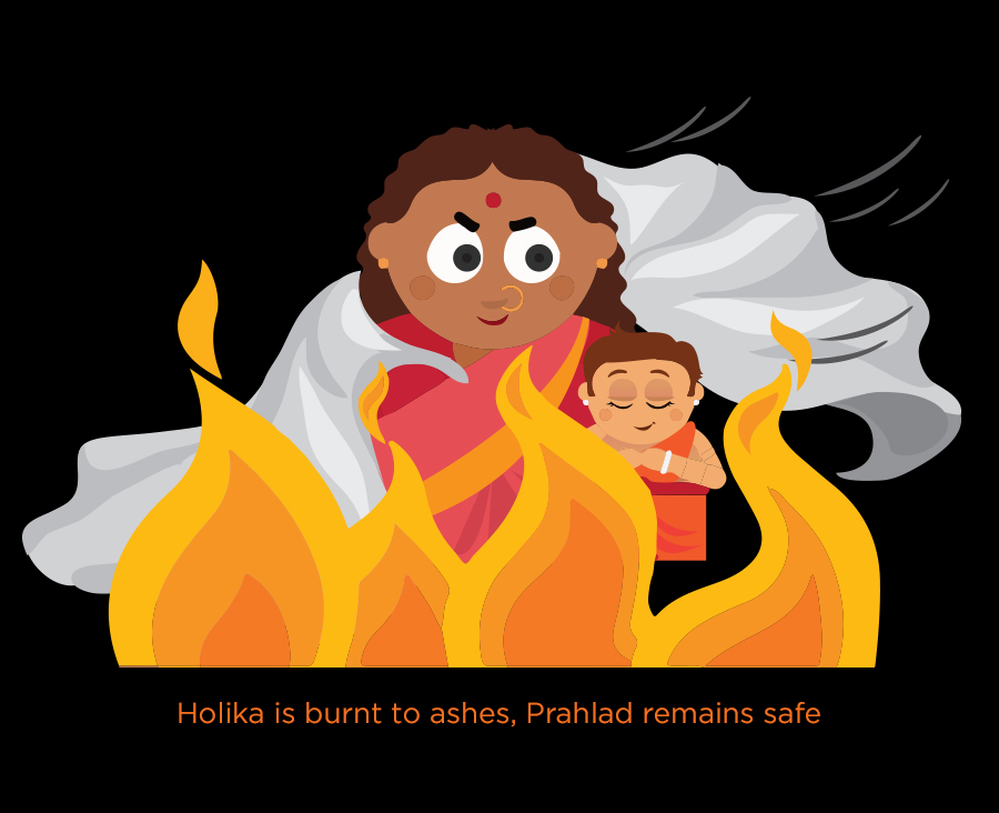 Holika is burnt to ashes, Prahlad remains safe